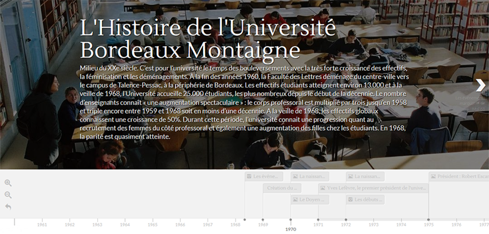 vue d'une partir de la timeline consacrée à l'Université Bordeaux Montaigne