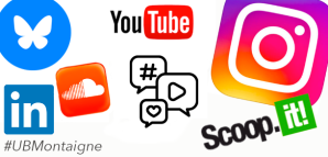 Montage compos&eacute; de plusieurs logos de r&eacute;seaux sociaux