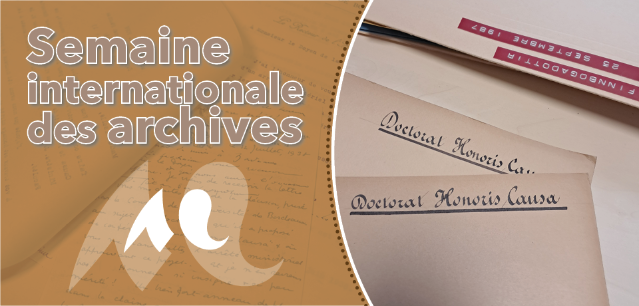 Semaine internationale des archives - dossier d'archives titrant "Doctorat Honoris Causa"