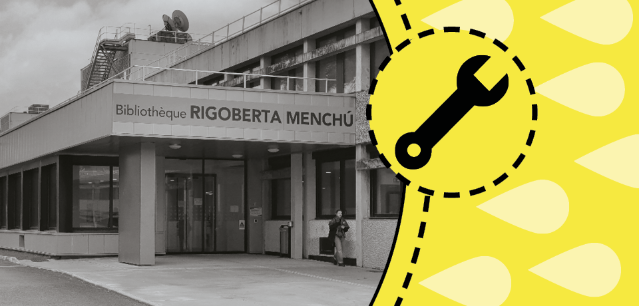 Bibliothèque Rigoberta Menchú - entrée Parvis - travaux