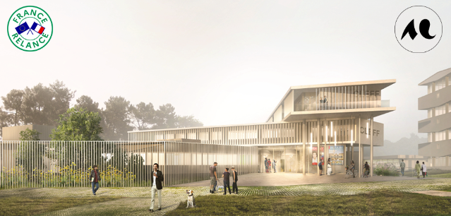 Perspective de la CLEFF en 2023 - réhabilitation du DEFLE et extension ©poggi architecture & a3 architectes