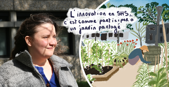 Portrait de Camille Forthoffer et dessin d'un potager