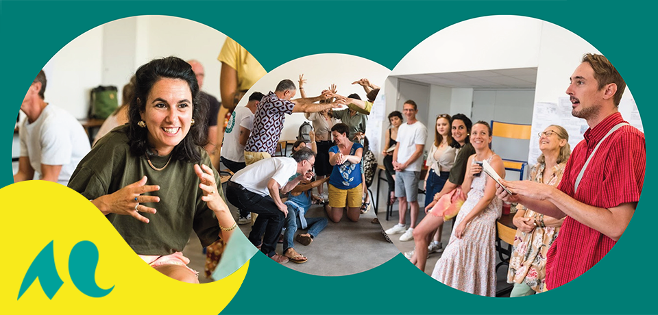 des personnes échangent et partagent autour d'ateliers participatifs