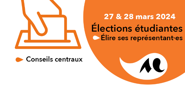 dessin en orange d'une main qui insère un bulletin de vote dans une urne