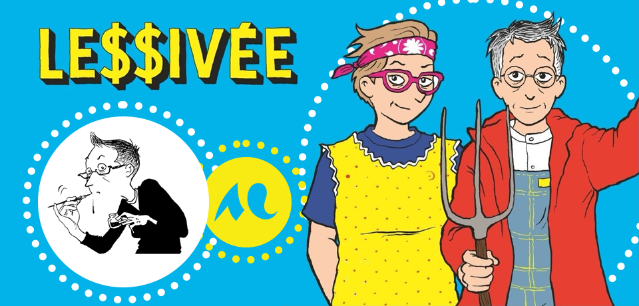 autoportrait dessin&eacute; d'Alison Bechdel et deux personnages dessin&eacute;s de son roman graphique