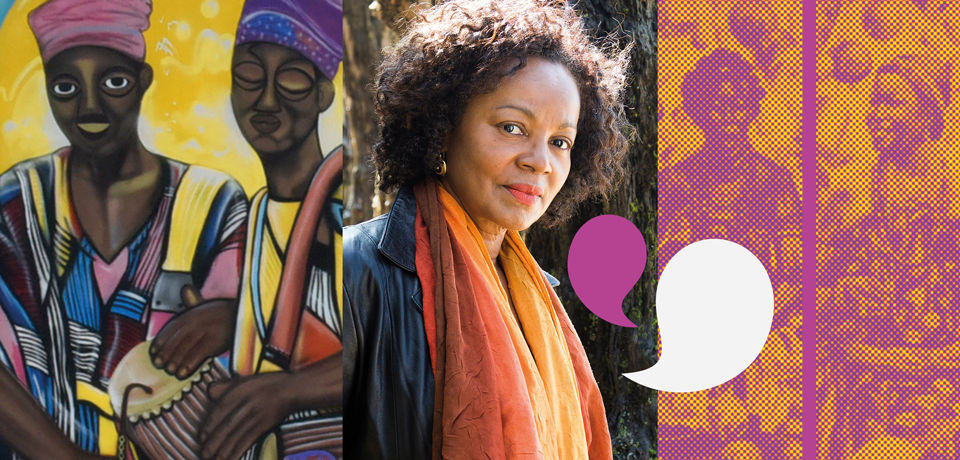 tryptique avec le portrait de gisèle pineau au centre