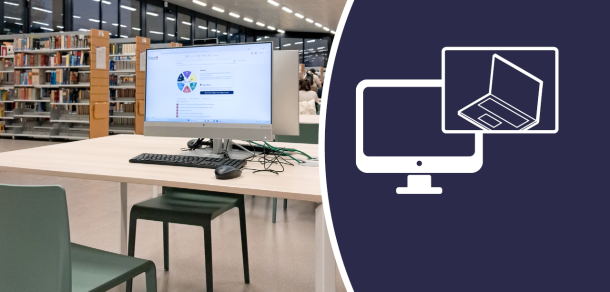 Postes informatiques à la bibliothèque Lettres et Sciences humaines (niveau 2)