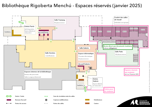 Bibliothèque Rigoberta Menchú - espaces réservés pour les examens de janvier 2025