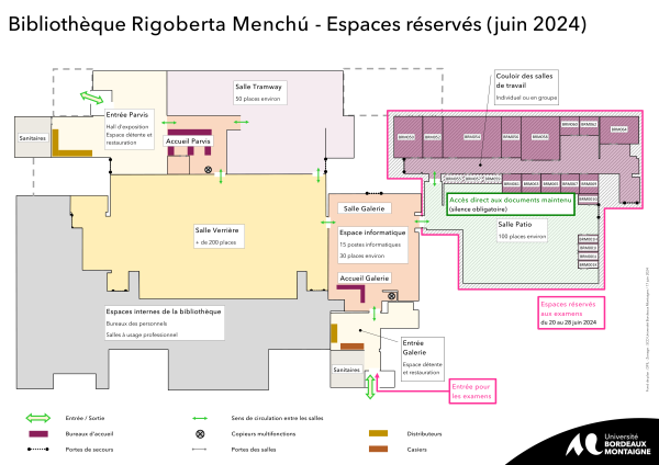 Bibliothèque Rigoberta Menchú - espaces réservés pour les examens de juin 2024