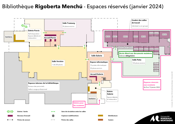 Bibliothèque Rigoberta Menchú - espaces réservés pour les examens de janvier 2024