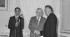 Remise de médaille de chevalier de l'ordre national du mérite à Joseph PEREZ.  De gauche à droite :  Recteur VERGUIN, Charles HIGOUNET, Joseph PEREZ. 24/06/1981.